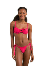 Cargar imagen en el visor de la galería, Model Front: Rio De Sol Sostén Top Dots-Virtual-Pink Balconet-Tie
