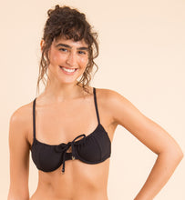 Cargar imagen en el visor de la galería, Image 08: Rio De Sol Sostén Top Dots-Black Balconet-Tie