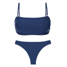 Cargar imagen en el visor de la galería, Product Front: Rio De Sol Conjunto Set Navy Bandeau-Reto Nice-Fio