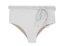 Cargar imagen en el visor de la galería, Product Front: Rio De Sol Bragas Bottom Shimmer-White Belted-High-Waist