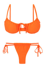 Cargar imagen en el visor de la galería, Product Front: Rio De Sol Conjunto Set Dots-Orange Balconet-Tie Pipa