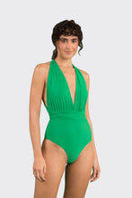 Cargar imagen en el visor de la galería, Model Front: Rio De Sol Una Pieza Tambourine Marina