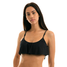 Cargar imagen en el visor de la galería, Gallery: Rio De Sol Sostén Top Leopardo Black Babado