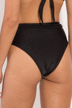 Cargar imagen en el visor de la galería, Image 07: Rio De Sol Bragas Bottom Shimmer-Black Belted-High-Waist
