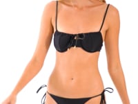 Cargar y reproducir el video en el visor de la galería, Video: Rio De Sol Bragas Bottom Shimmer-Black Cheeky-Tie-Gold
