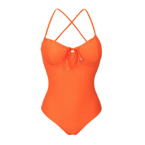 Product Front: Rio De Sol Una Pieza Dots-Orange Julia