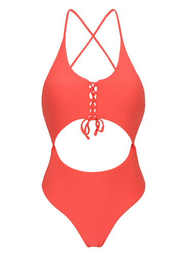 Product Front: Rio De Sol Una Pieza Dots-Tabata Ivy Strap