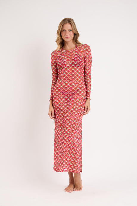 Model Front: Rio De Sol Vestido De Playa Floral-Scales Dress Lucy
