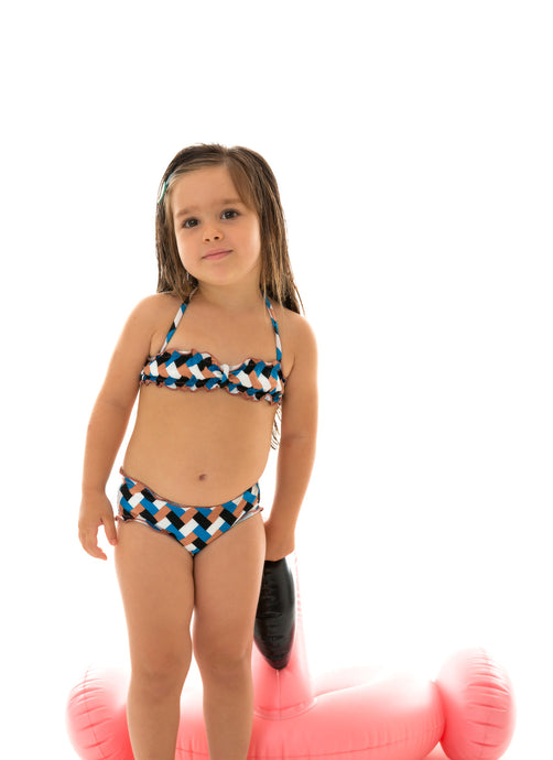 Model Front: Rio De Sol Traje De Baño De Dos Piezas Para Niña Geometric Kids