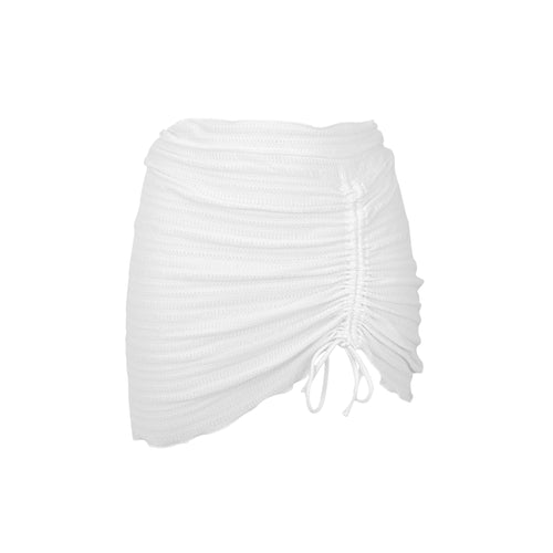 Product Front: Rio De Sol Falda De Playa Memphis-White Mini Skirt Ruched