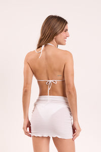 Model Back: Rio De Sol Falda De Playa Memphis-White Mini Skirt Ruched