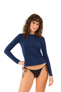 Model Front: Rio De Sol Sostén Navy Rash-Guard