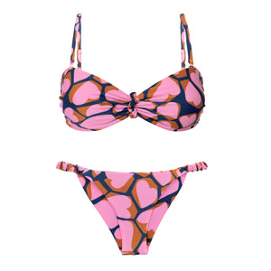 Product Front: Rio De Sol Conjunto Set Amore-Pink Bandeau-Crispy Cheeky-Crispy