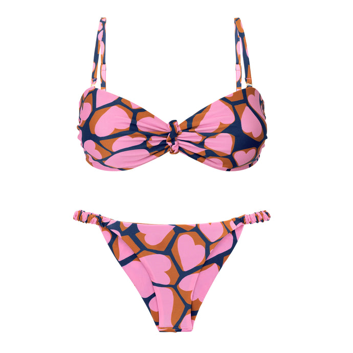 Product Front: Rio De Sol Conjunto Set Amore-Pink Bandeau-Crispy Cheeky-Crispy