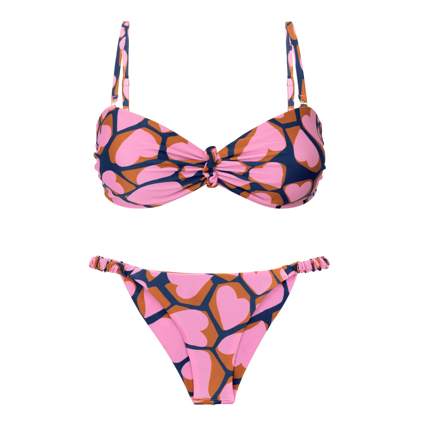 Product Front: Rio De Sol Conjunto Set Amore-Pink Bandeau-Crispy Cheeky-Crispy