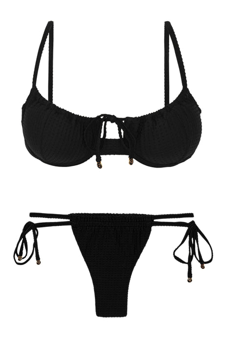 Product Front: Rio De Sol Conjunto Set Dots-Black Balconet-Tie Pipa