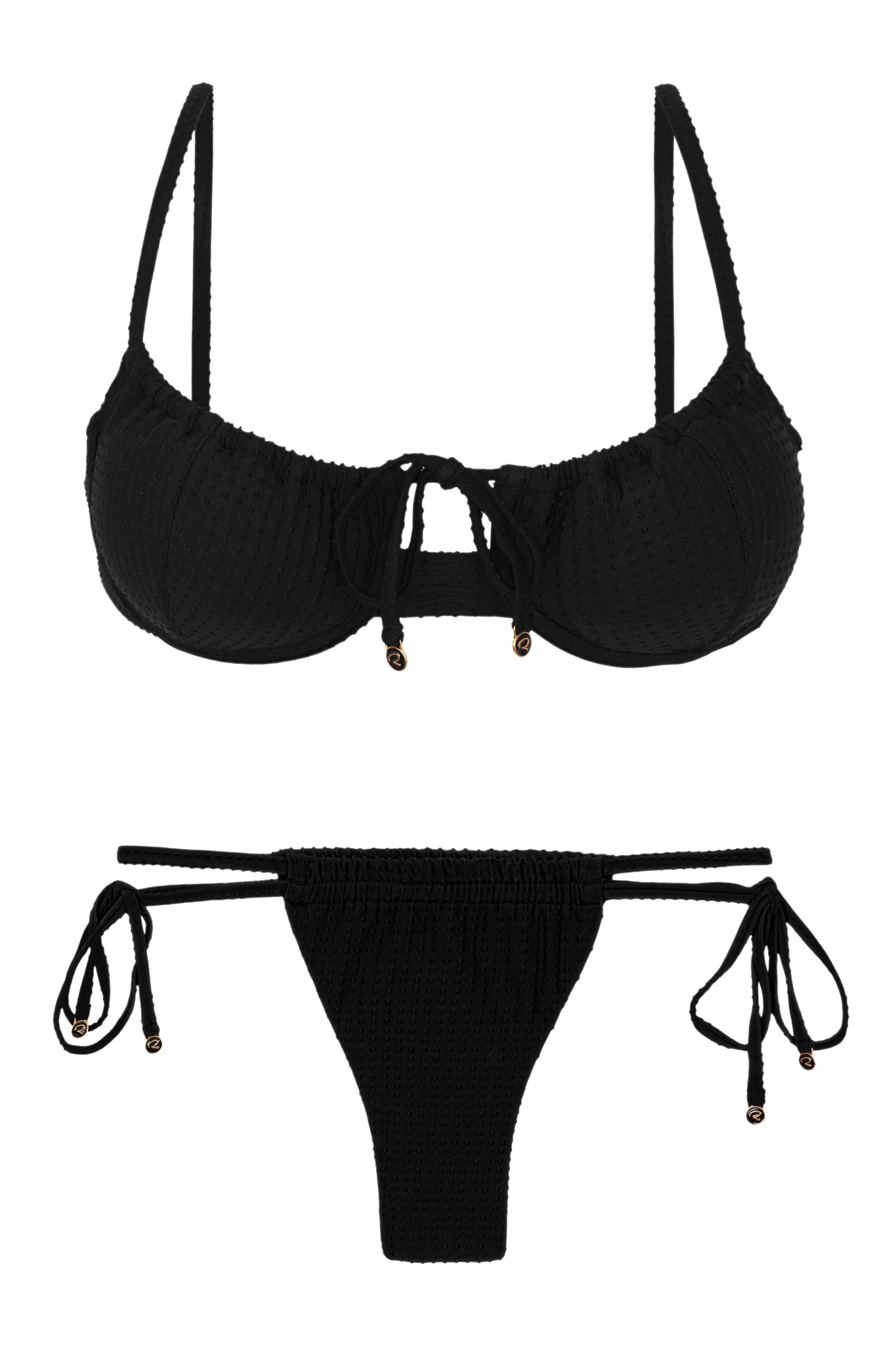 Product Front: Rio De Sol Conjunto Set Dots-Black Balconet-Tie Pipa