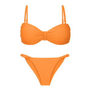 Product Front: Rio De Sol Conjunto Set Dots-Mango Bandeau-Crispy Cheeky-Crispy