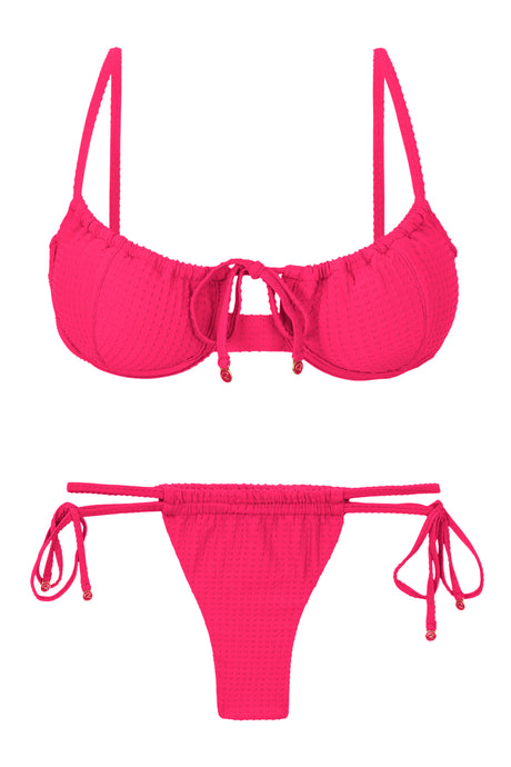 Product Front: Rio De Sol Conjunto Set Dots-Virtual-Pink Balconet-Tie Pipa