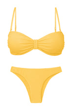 Cargar imagen en el visor de la galería, Product Front: Rio De Sol Conjunto Set Malibu-Yellow Bandeau-Duo Essential
