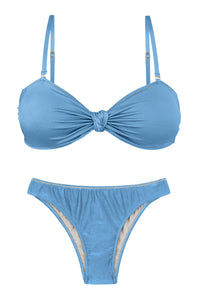 Product Front: Rio De Sol Conjunto Set Shimmer-Baltic-Sea Bandeau-Joy Essential