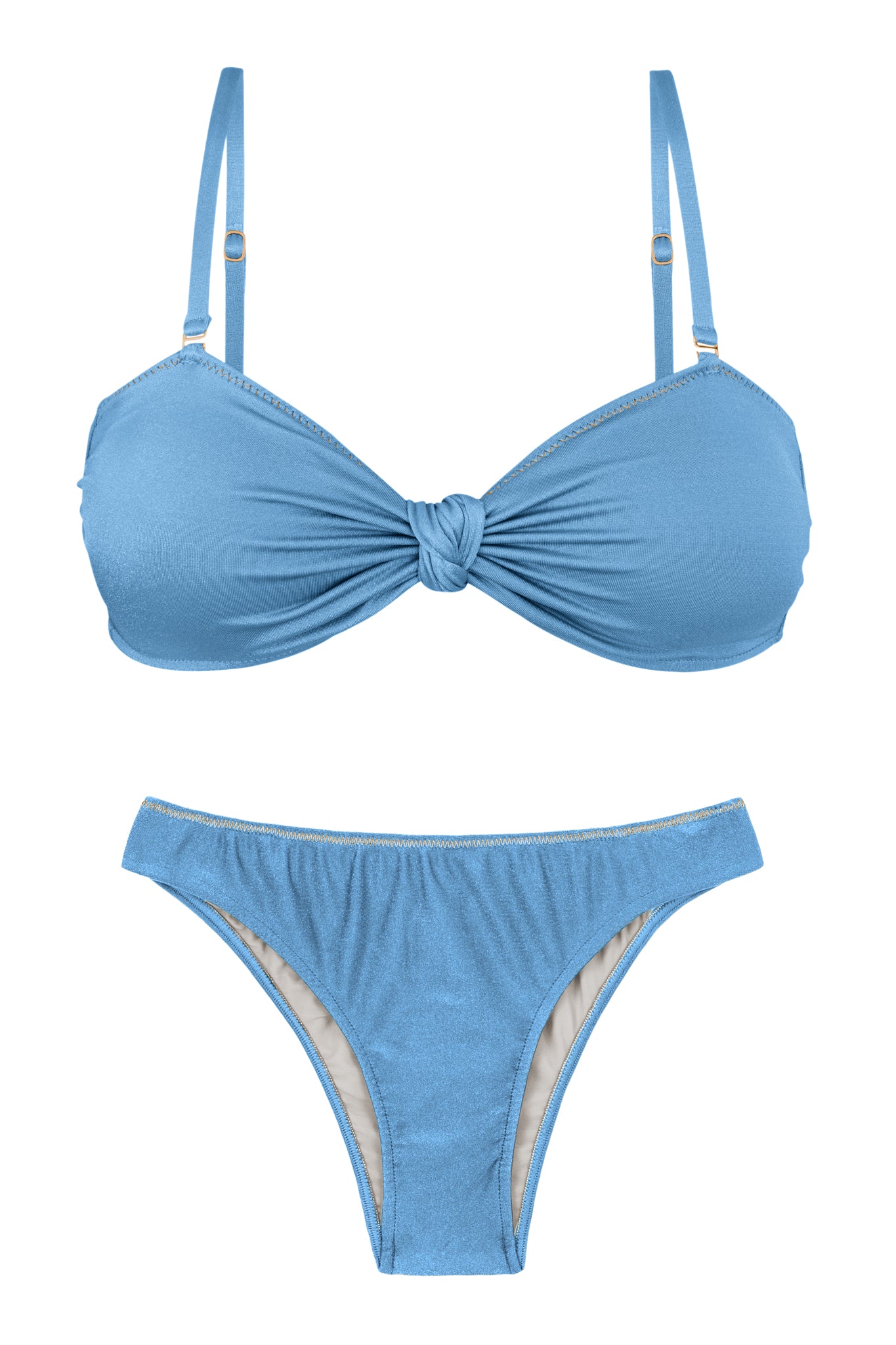 Product Front: Rio De Sol Conjunto Set Shimmer-Baltic-Sea Bandeau-Joy Essential