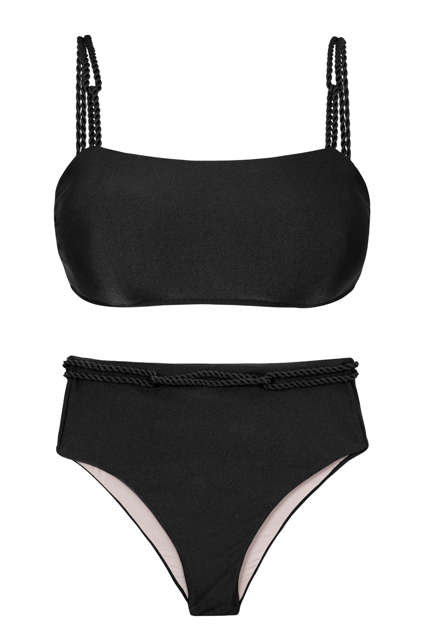 Product Front: Rio De Sol Conjunto Set Shimmer-Black Bandeau-Reto Hotpants
