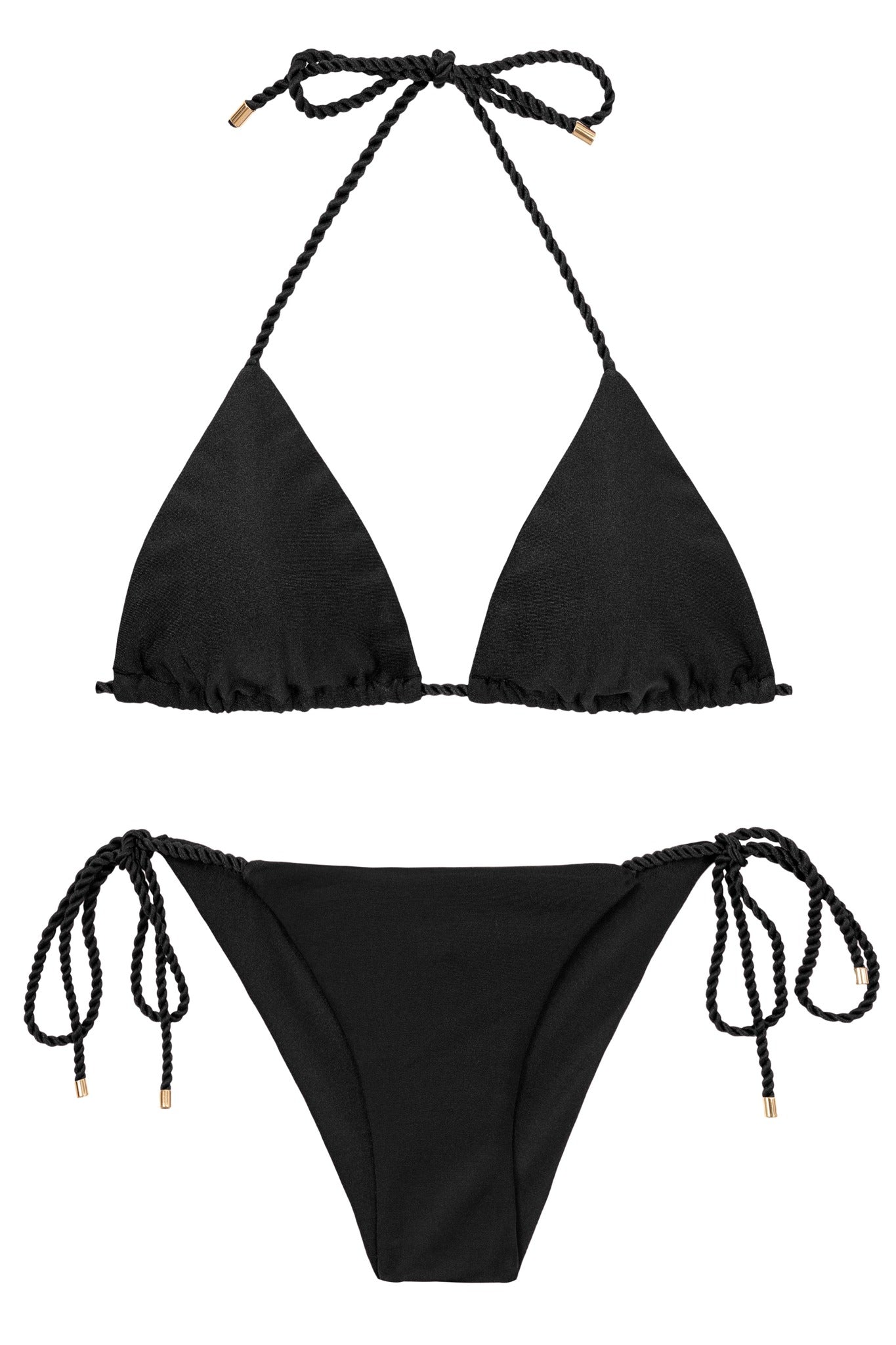 Product Front: Rio De Sol Conjunto Set Shimmer-Black Tri-Rope Cheeky-Rope