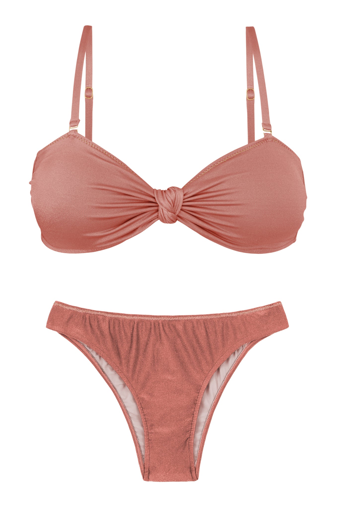 Product Front: Rio De Sol Conjunto Set Shimmer-Copper Bandeau-Joy Essential