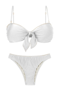 Product Front: Rio De Sol Conjunto Set Shimmer-White Bandeau-Knot Essential