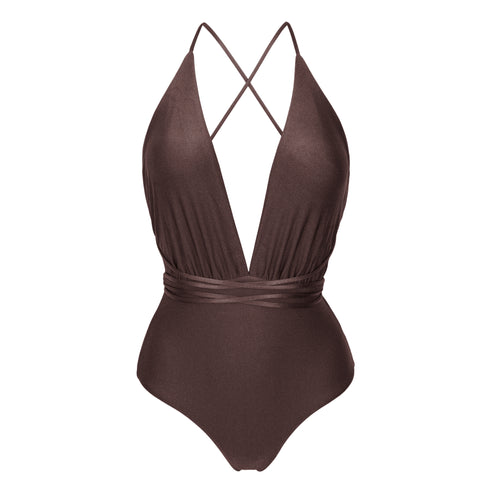 Product Front: Rio De Sol Una Pieza Shimmer-Coffee New Vegas