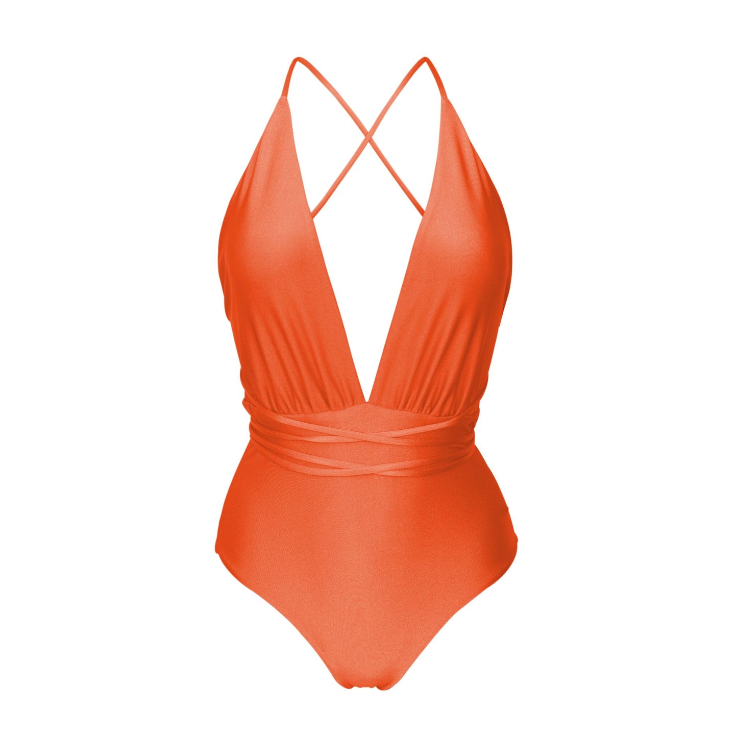 Product Front: Rio De Sol Una Pieza Shimmer-Paprica New Vegas