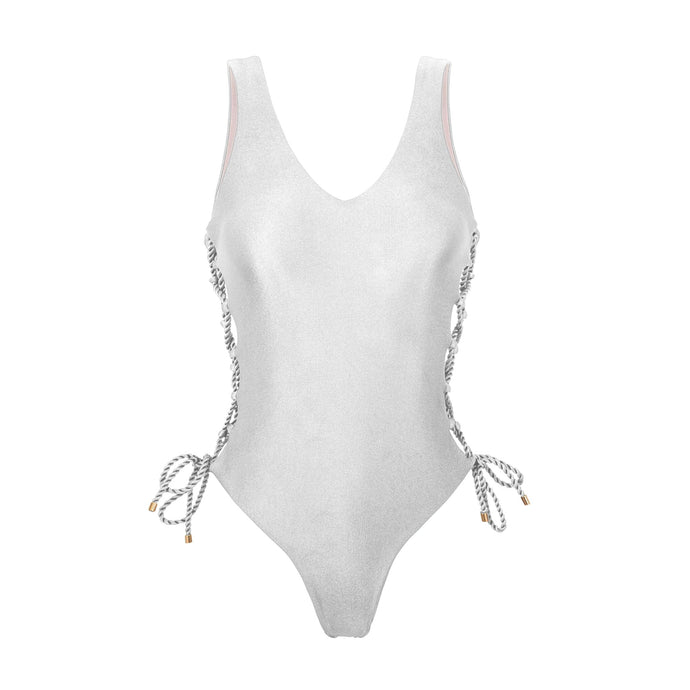 Product Front: Rio De Sol Una Pieza Shimmer-White Zoe