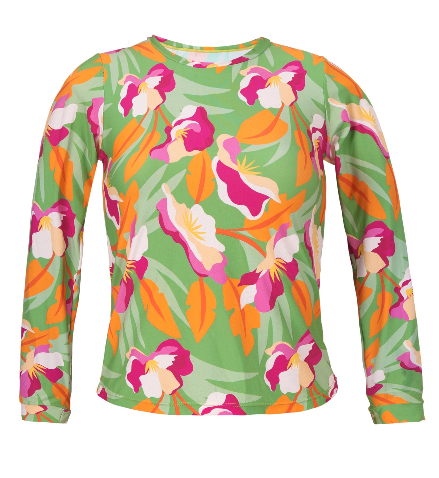 Product Front: Rio De Sol Sostén Top Green-Bloom Rash-Guard