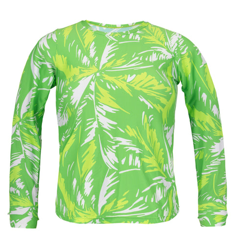 Product Front: Rio De Sol Sostén Top Green-Palms Rash-Guard