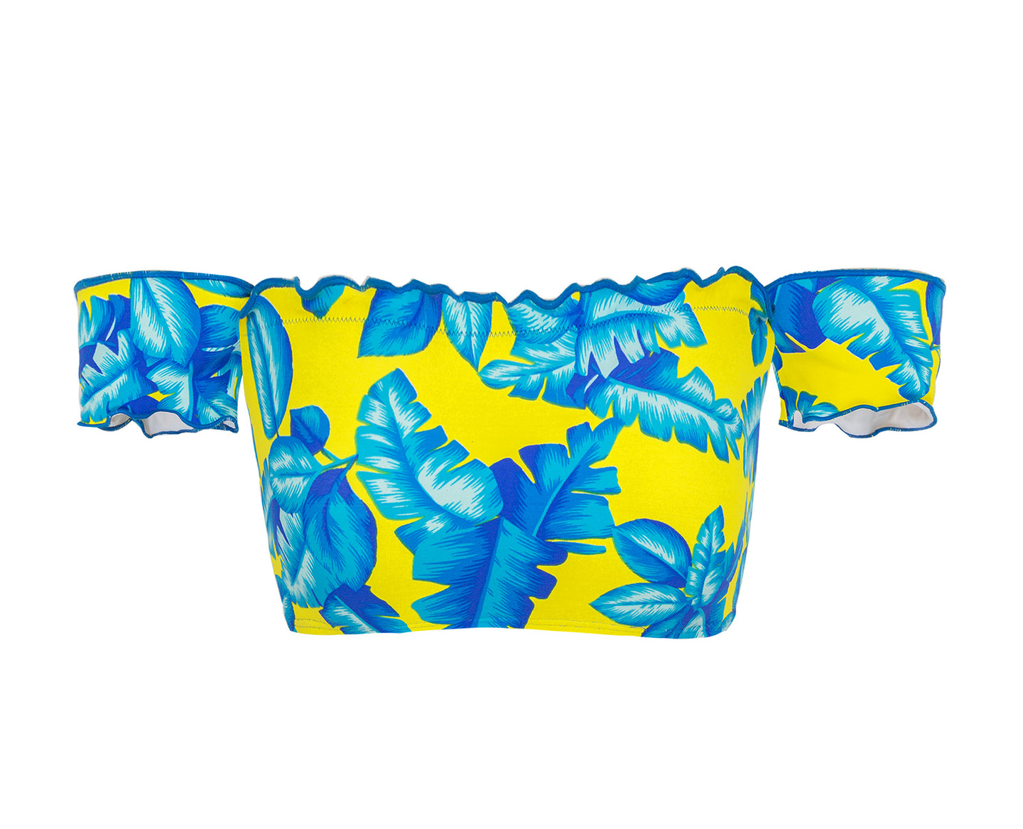 Product Front: Rio De Sol Sostén Top Palmeira Azul Off Shoulder