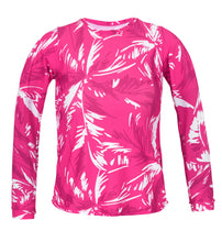 Cargar imagen en el visor de la galería, Product Front: Rio De Sol Sostén Top Pink-Palms Rash-Guard
