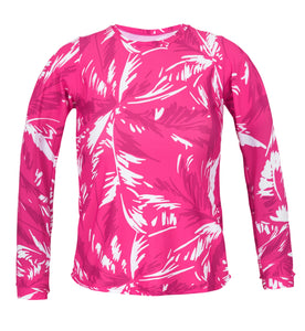 Product Front: Rio De Sol Sostén Top Pink-Palms Rash-Guard