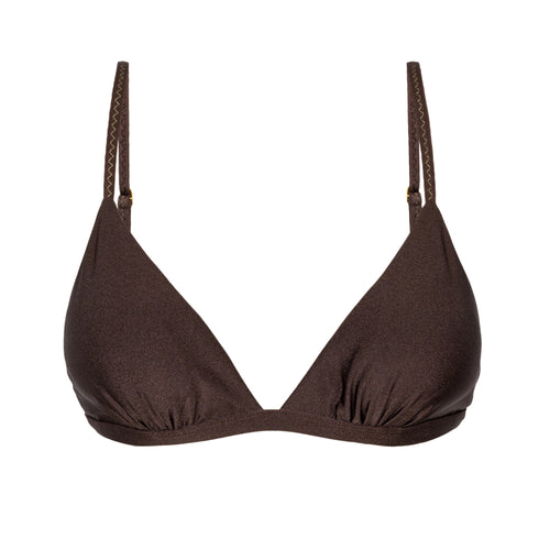 Product Front: Rio De Sol Sostén Top Shimmer-Coffee Tri-Fixo